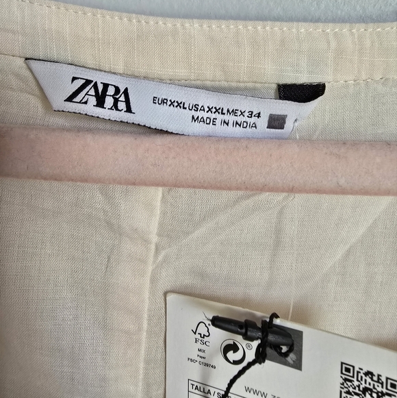 Zara New Ivory Black Embroidered Beaded Tassel Tie Flounce Maxi Dress SZ XXL - Picture 12 of 15